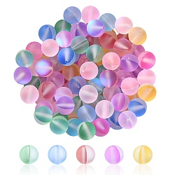 100 Stück synthetische Mondsteinperlen, matt, Runde, Farbig, 8 mm, Bohrung: 1 mm