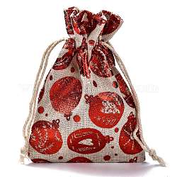 Pochettes d'emballage cadeau en coton sacs à cordon, pour noël saint valentin anniversaire fête de mariage emballage de bonbons, rouge, motif de coeur, 14.3x10 cm