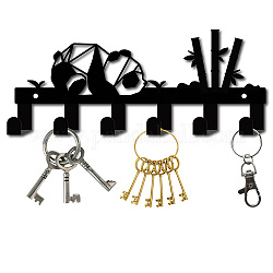 Железные настенные крючки вешалки, декоративная стойка-органайзер с 6 крючком, для сумки ключ для одежды шарф подвесной держатель, шаблон панды, металлический черный, 11x27 см