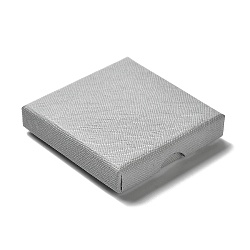 Cajas de joyería de cartón, con la esponja en el interior, cuadrado, gris, 7.05~7.1x7.15x1.6 cm