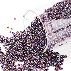 Toho perles de rocaille rondes, Perles de rocaille japonais, (515) iris or prune métallisé, 15/0, 1.5mm, Trou: 0.7mm, à propos 3000pcs / bouteille, 10 g / bouteille