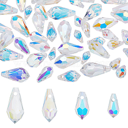Ahandmaker 48 pcs perles de cristal en forme de larme, 4 style clair cristal grille larmes ab haut percé facettes larme perles de verre lustre pendentif pour bricolage bijoux artisanat fabrication suncatcher décor à la maison