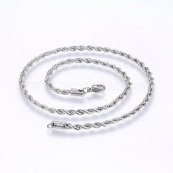 304 из нержавеющей стальной трос цепи ожерелья, с карабин-лобстерами , цвет нержавеющей стали, 17.7 дюйм (45 см), 2.3 мм