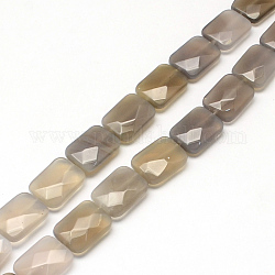 Facettiert Rechteck natürlichen grauen Achat Perlen Stränge, 16x12~13x5~6 mm, Bohrung: 1 mm, ca. 13 Stk. / Strang, 8.26 Zoll