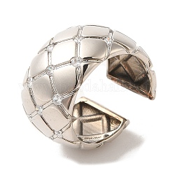 Anneaux de manchette ouverts en laiton micro pavé de zircone cubique, anneaux à large bande en losange, platine, diamètre intérieur: 17 mm