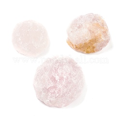 Perles de quartz rose naturelles brutes, pour culbuter, décoration, polir, enroulement de fil, guérison par les cristaux wicca et reiki, pas de trous / non percés, plat rond, 41~60x15.5~21mm