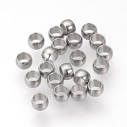 304 Edelstahl-Abstandhalter-Perlen, Rondell, Edelstahl Farbe, 3x2 mm, Bohrung: 1.8 mm