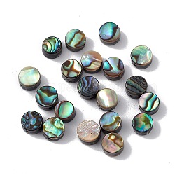 Perles de coquille d'ormeau naturel/coquille de paua, plat rond, colorées, 6x3.5mm, Trou: 0.9mm