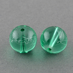 Drawbench Transparent Glass Beads Strands, Spray Painted, Round, Medium Spring Green, 6mm, Hole: 1.3~1.6mm, 31.4 inch