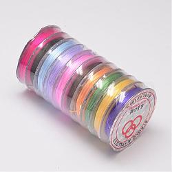 Cuerda de cristal elástica plana, Hilo de cuentas elástico, para hacer la pulsera elástica, colorido, 0.8mm, alrededor de 10.93 yarda (10 m) / rollo