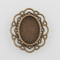 Filigree Wrap Oval Alloy Cabochon Settings, Cadmium Free & Nickel Free & Lead Free, Antique Bronze, Tray: 18x13mm, 29.5x25.5x2mm, about 330pcs/kg