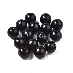 Perles en bois d'ébène naturel non teint, ciré, ronde, sans plomb, noir, 8mm, Trou: 1.5mm, environ 1420 pcs/500 g