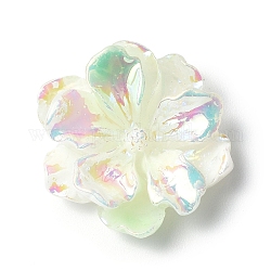 Cabochons en résine lumineux, couleur ab , fleur qui brille dans le noir, vert pale, 23.5x8mm