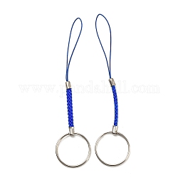 Sangles mobiles en corde polyester, avec les accessoires en fer de platine plaqués, bleu, 10.1~10.2 cm