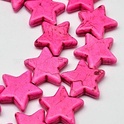 Окрашенные синтетические бирюзовые бусины, звезда, ярко-розовый, 12x12x5 мм, отверстие : 1 мм, около 42 шт / нитка, 15.6 дюйм