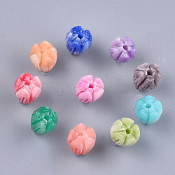 Synthetic Coral Beads, Dyed, Flower Bud, Mixed Color, 8.5x7mm, Hole: 1mm