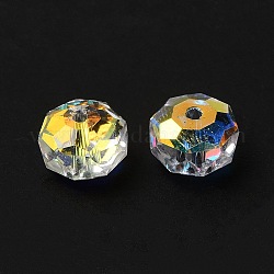 Perle di vetro trasparente, sfaccettato, rondelle, cristallo ab, 8x5mm, Foro: 1.2 mm
