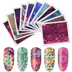 Nail Art Stickers, For Nail Tips Decorations, Rectangle, Mixed Color, 65x55mm, 45sheets/set