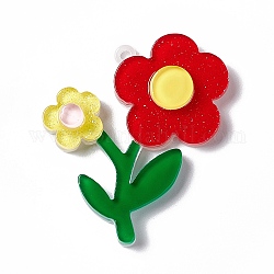 Colgantes de acrílico, charms de la flor, colorido, 33x32.7x5.8mm, agujero: 1.6 mm