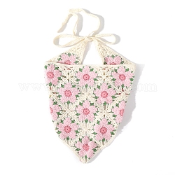 Bandana au crochet, foulard triangle pour cheveux, foulard tricoté texture bandage enveloppé bandeaux bandeau, fleur, 250x500mm