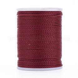 Cordon rond en polyester ciré, cordon ciré taiwan, cordon torsadé, rouge foncé, 1mm, environ 12.02 yards (11 m)/rouleau