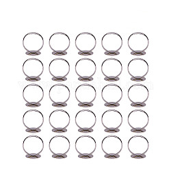 Bases de anillo con almohadilla de latón pandahall elite, ajustable, plata, tamaño: 7, 14mm