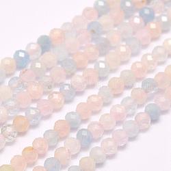 Fili di perline morganite naturale, sfaccettato, tondo, 2mm, Foro: 0.5 mm, circa 210~220pcs/filo, 15.7 pollice (40 cm)