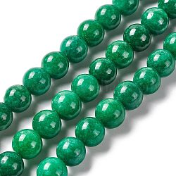 Brin de perles rondes en jade naturel, teinte, verte, 12mm, Trou: 1.5mm, Environ 32 pcs/chapelet, 14.57'' (37 cm)