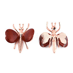 Natural  Red Jasper Display Decorations, with Rose Gold Color Plated Alloy Findings, Dragonfly, 44x36~39x12mm