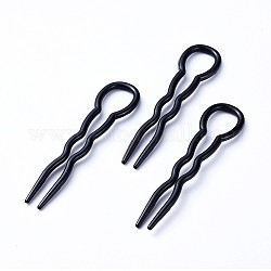Set di forchette per capelli in plastica, con barrette a forma di u onda, nero, 90.5x21.5x3.5mm