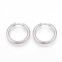 201 Stainless Steel Huggie Hoop Earrings, with 304 Stainless Steel Pins, Ring Shape, Stainless Steel Color, 19x2.5mm, 10 Gauge, Pin: 0.8mm