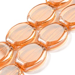Brins de perles de verre transparentes plaquées lustre, galvanoplastie, ovale, Sandy Brown, 17x13.5x4.5mm, Trou: 1.2mm, Environ 37 pcs/chapelet, 24.80 pouce (63 cm)