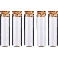 BENECREAT 10 Pack 55ml Glass Tubes Bottles Transparent Decoration Bottles with Cork Stoppers for Arts, Crafts and other Small Projects