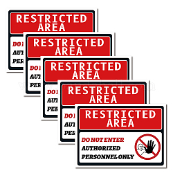 Waterproof PVC Warning Sign Stickers, Rectangle, Word, 17.5x25cm, 5pcs/set