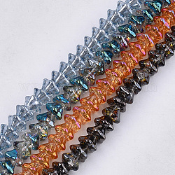 Abalorios de vidrio electroplate hebras, petunia, color mezclado, 6x8x8mm, agujero: 0.9 mm, aproximamente 120 pcs / cadena, 23.6 pulgada