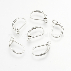 925 Sterling Silber Reifen Ohrringe, Hebel zurück Ohrringe, Platin Farbe, 16x9x1.5 mm, Loch: 1 mm, Stift: 1 mm
