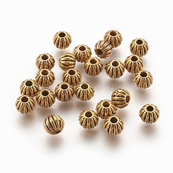 Tibetan Style Alloy Beads, Lead Free & Nickel Free & Cadmium Free, Round, Antique Golden Color, about 6mm in diameter, hole: 1mm