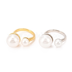 Латунное кольцо манжеты, с перлы раковины круглых бусин, долговечный, разноцветные, размер США 6 (16.5 мм)