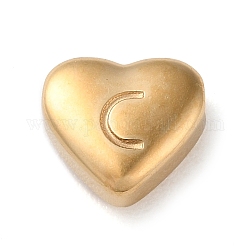 Abalorios de 201 acero inoxidable, dorado, corazón, letra c, 7x8x3.5mm, agujero: 1.5 mm