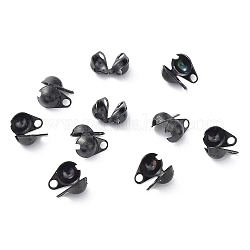 304 Stainless Steel Bead Tips, Calotte Ends, Clamshell Knot Cover, Black, 4.5x3mm, Hole: 1.2mm, Inner Diameter: 2mm