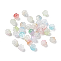Perles de verre givrées craquelées, ronde, couleur mixte, 8x7.5mm, Trou: 1.6mm, environ 1470 pcs/1000 g