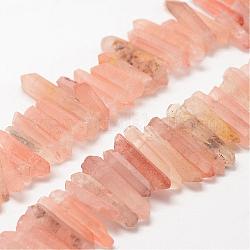 Natural Quartz Crystal Beads Strands, Dyed, Faceted, Nuggets, PeachPuff, 13~48x7~12x3.5~10mm, Hole: 2mm, 14.9 inch(38cm)