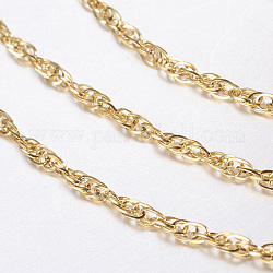 Ion Plating(IP) 304 Stainless Steel Rope Chains, with Spool, Soldered, Golden, 2x1mm, about 21.87yards/roll(20m/roll)