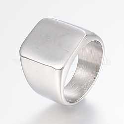 男性用ステンレススチールシグネットバンドリング304個  広帯域指輪  長方形  ステンレス鋼色  サイズ11  21mm