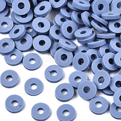 Abalorios de arcilla polimérica hechos a mano, Para suministros de manualidades de joyería diy, disco / plano y redondo, abalorios heishi, azul aciano, 8x1mm, agujero: 2 mm, aproximamente 13000 unidades / 1000 g