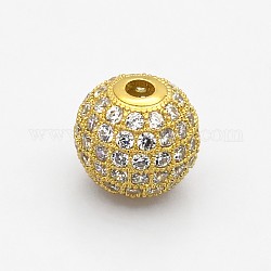 Perles rondes de couleur claire de zircone cubique CZ de grade AAA de micro pave, Sans cadmium & sans nickel & sans plomb, or, 8mm, Trou: 1.7mm