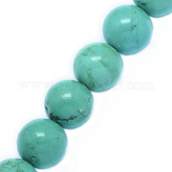 Chapelets de perles en howlite naturelle, ronde, teints et chauffée, vert de mer clair, 6mm, Trou: 0.8mm, Environ 65 pcs/chapelet, 15.5 pouce (39.5 cm)