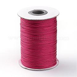 Cordón de poliéster encerado coreano, rojo violeta medio, 1mm, aproximamente 85 yardas / rodillo