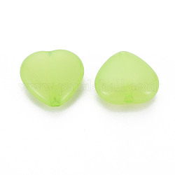 Perline acrilico trasparente, tinto, cuore, prato verde, 13.5x14x6mm, Foro: 1.5 mm, circa 775pcs/500g