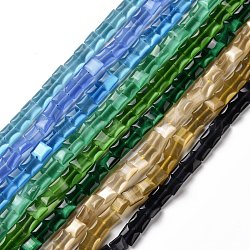 Katzenauge Perlen Stränge, Viereck, Mischfarbe, 8x8x3.5 mm, Bohrung: 0.8 mm, ca. 46~48 Stk. / Strang, 13.58~14.37 Zoll (34.5~36.5 cm)